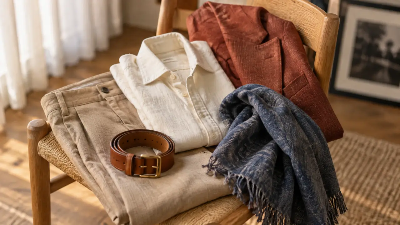 Couleur qui vas avec le beige : tenue beige, bleu grisé et terracotta