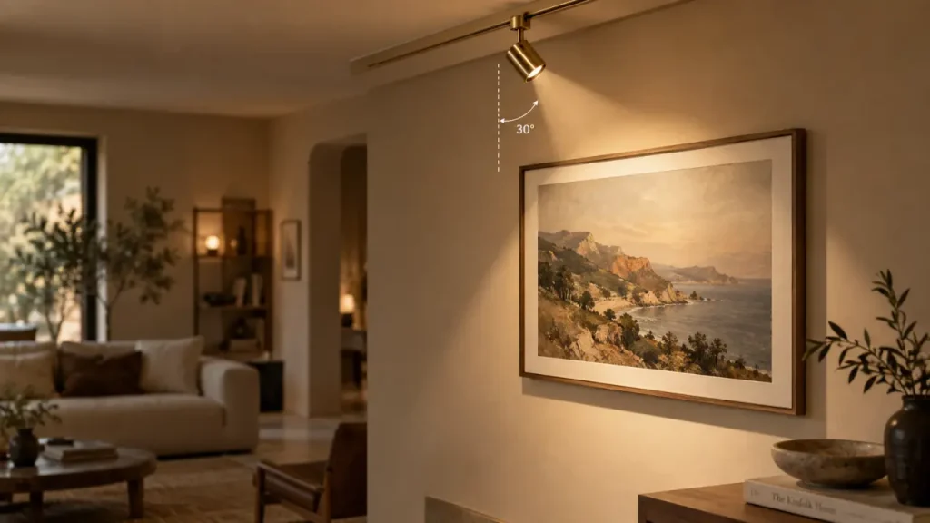 eclairer un tableau avec LED, angle 30° sans reflet
