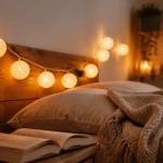 Guirlande chambre LED au-dessus du lit, lumière chaude