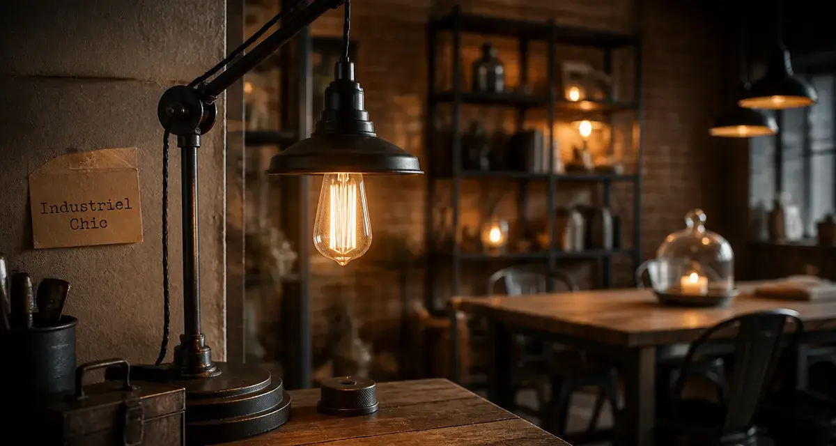 Lampes industrielles dans un loft : suspension métal noir et ampoule Edison