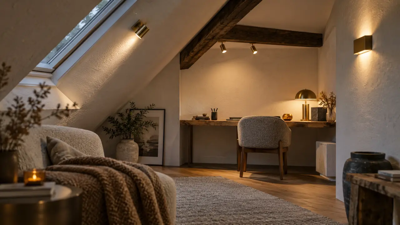 Luminaire plafond rampant pour plafond mansardé : éclairage réparti