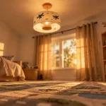Lustre chambre garcon décoratif pour chambre d’enfant, abat-jour diffusant
