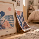 Tableau chambre fille : affiche riso dans une chambre de fille